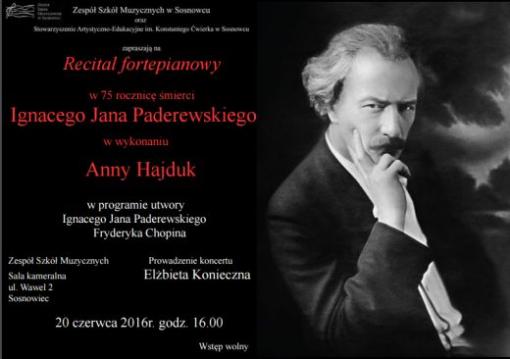 Recital fortepianowy w 75. rocznicę śmierci Ignacego Jana Paderewskiego